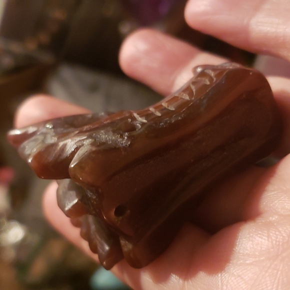 CARVED Rare STONE DRAGON HEAD PENDANT DECOR VINTAGE HANDMADE GREY BROWN - Picture 5 of 7